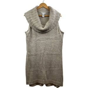 Soft Surroundings Sleeveless Sweater Sz 1X Cowl Neck Metallic‎ Knit Coastal Luxe